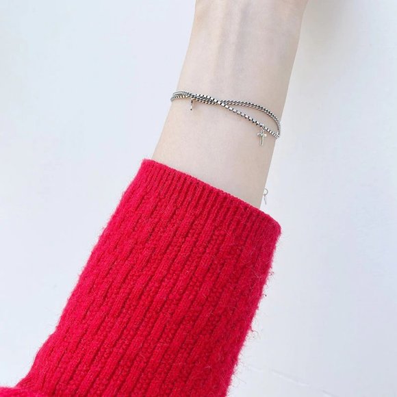 *NEW 925 Sterling Silver Cross Chain Bracelet - Picture 6 of 6